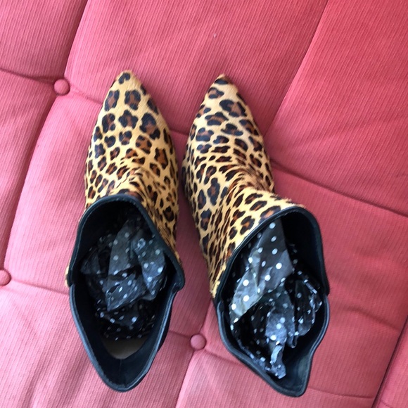Leopard Zara Booties Faux Calf hair Suede Sz 40 - Picture 4 of 4